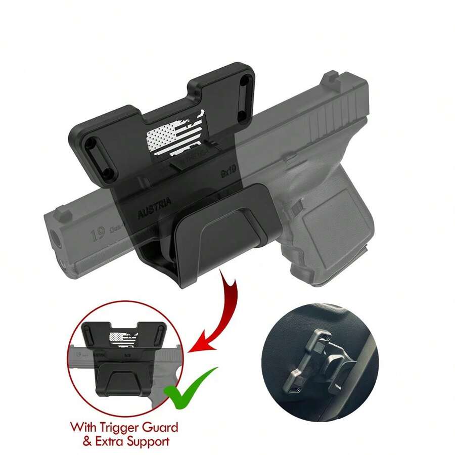 Safety Trigger Guard Protection Magnetic Gun Holder For Car, Table And Bedside Table.Truck, Vehicle Pistol Mount Rack - Black - View 1