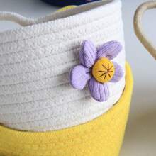 1入組繩編編織收納籃,適用於客廳、浴室、臥室、桌面,收納鑰匙、化妝品、小物品 - 黃色 - 查看 6