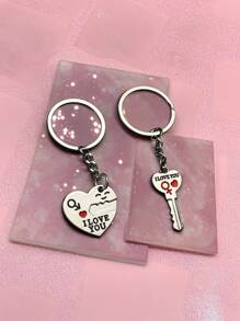 POLASUP Set de 2 llaveros de pareja para el Día de San Valentín, llaveros con corazón creativo con las palabras "Te amo" hechos de metal, color rojo, para propuestas, bodas, al por mayor, adecuados para enviar a parejas y declararse a tu pareja significativa. Mochila de San Valentín para la escuela, accesorios para el coche, ideas de regalo de Navidad góticas y Y2K, accesorios para bolsos, cordones con portaidentificaciones, accesorios para el coche, dijes para bolsos - Plateado - Ver 5