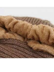 1pc Women's Windproof Thickened Ear Protection Wool Hat And Scarf Combination Hat With Thickened Scarf - Khaki - View 6