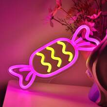 1個手工製作的糖果牆壁led霓虹招牌,適用於派對俱樂部酒吧房間糖果店裝飾,新年生日禮物巴拿芬節