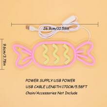 1個手工製作的糖果牆壁led霓虹招牌,適用於派對俱樂部酒吧房間糖果店裝飾,新年生日禮物巴拿芬節