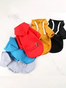 1件秋冬保暖貼身毛絨拉鍊口袋呢囧寶寶寵物衣服,適用於狗和貓 - 灰色 - 查看 8