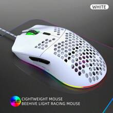 HXSJ Wired Keyboard And Mouse Combo, 68-Key Membrane Keyboard, Black & White Dual-Color RGB Backlight, USB Plug & Play, ABS Material, Suitable For Home, Office And Gaming (Model: V200 + J900) - 白色 - 查看 7