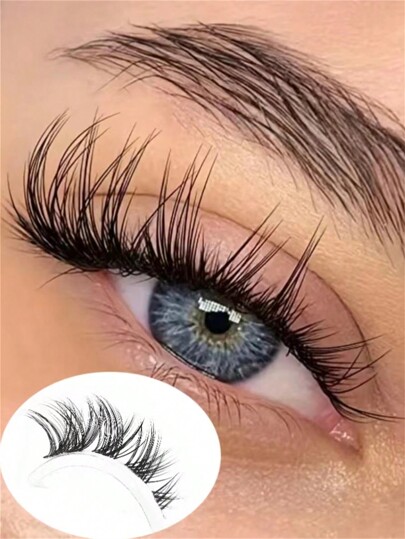 5 Pairs Fox Series 3d Curl Eyelashes With Transparent Stem, Clear And Natural Appearance, Designed For Party Club Cat Eye Makeup Strip Lashes,Lashes,Eyelashes,Fake Lashes
