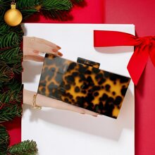 Leopard Print Clutch Bag With Chain Strap, Suitable For  Party, Banquet Or Night Out - Multicolor - View 2