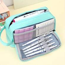 大型筆袋,文具袋,鉛筆盒,大容量鉛筆盒,手持式鉛筆盒,文具盒,化妝袋,辦公室,學校便攜禮物 - 黑色 - 查看 7