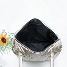 1個簡約多功能女式肩袋/斜挎包/手提包/羽絨波士頓包,適合日常使用 - 香檳色 - 查看 5