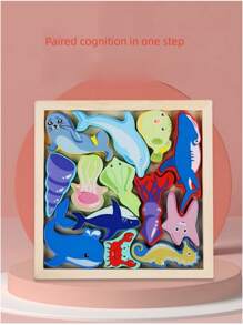 1 件兒童木製 3d 拼圖多風格積木玩具木製幼兒園七巧板益智玩具 - 彩色 - 查看 4