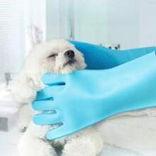 Pet Grooming Cleaning Gloves Dog Cat Bathing Shampoo Glove Scrubber Magic Dishwashing Cleanner Sponge Silicon Hair Removal Glove Magic Silicone Body Pet Bathing Gloves For Animal Perfect Bathe Shampoo Dog &Cat Brush Gloves - Blue - View 4