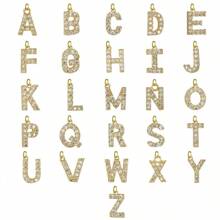1入 pave 鋯石A-Z字母刻印心形手鏈，可調節珠鏈手鏈，女士手鏈 - 金黃色 - 查看 4