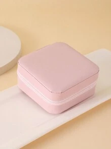 1個便攜式迷你珠寶收納盒,皮革設計用於耳環,項鍊,戒指顯示旅行中使用