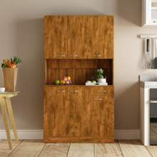 QQD 71" Pantry Cabinets With Hutch Tall Kitchen Pantry Storage Cabinet Sideboard Buffet Cabinet With 6 Doors, Large Countertop, Adjustable Shelf, Kitchen Dining Room Sideboard
