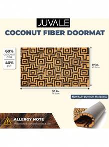 JUVALE Black Patterned Nonslip Welcome Doormat, Coco Coir Mat (17 x 30 in)