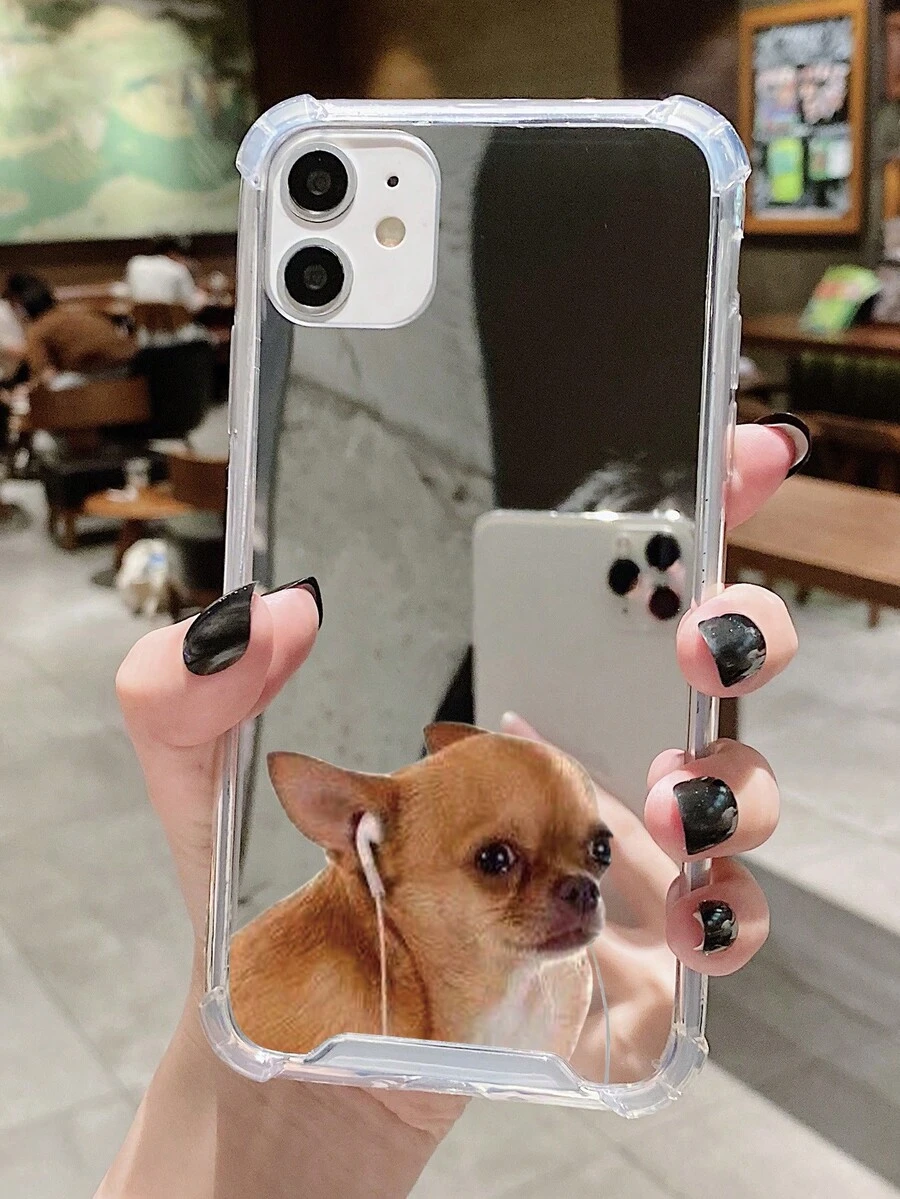 1 szt Śmieszne Wzór psa Akrylowy Lustro Galwanotechnika Obudowy na Telefon , Kompatybilny z iPhone'em