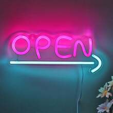 1支超亮帶箭頭開放式牆壁led霓虹燈招牌用於聚會店鋪房間餐廳裝飾新年禮物