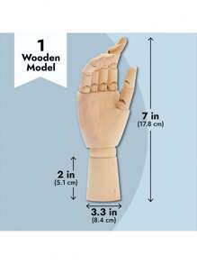 Bright Creations Wooden Hand Model, 7 in Right Hand Art Mannequin Figure with Posable Fingers for Drawing School, Practice, Supplies, Hand Jewelry Display, Decoration, Sketching