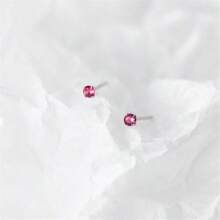 1pair 925 Sterling Silver Small Colored Diamond Single Dumbbell Stud Earrings Suitable For Women's Daily Wear