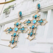 1對紅色華麗誇張的鑲嵌水晶裝飾大號玻璃花耳環,適用於派對、節日、婚禮等女士配戴