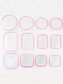 Juego de 12 recipientes de vidrio con tapa para almacenamiento de comidas Color Rosa - Rosa - Ver 3