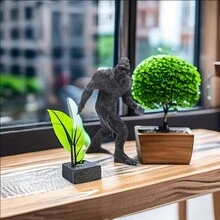 1入組男性猿猴花園裝飾品,家庭和辦公桌裝飾禮物,樹脂花園雕像,獨特的男士山人禮物,房間裝飾,家庭裝飾 - 彩色 - 查看 7