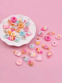 30件/包美甲饰品水钻3D卡哇伊糖果蛋糕随机混合树脂用于亚克力美甲片装饰美甲配件工具美甲用品指甲美甲宝石