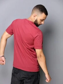 Camiseta clássica de algodão puro de cor sólida - moderna, simples e confortável