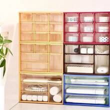 1個抽屜式收納盒,3/4/6/9個格子,適用於學校宿舍,家居文具和化妝品組織 - 咖色 - 查看 7