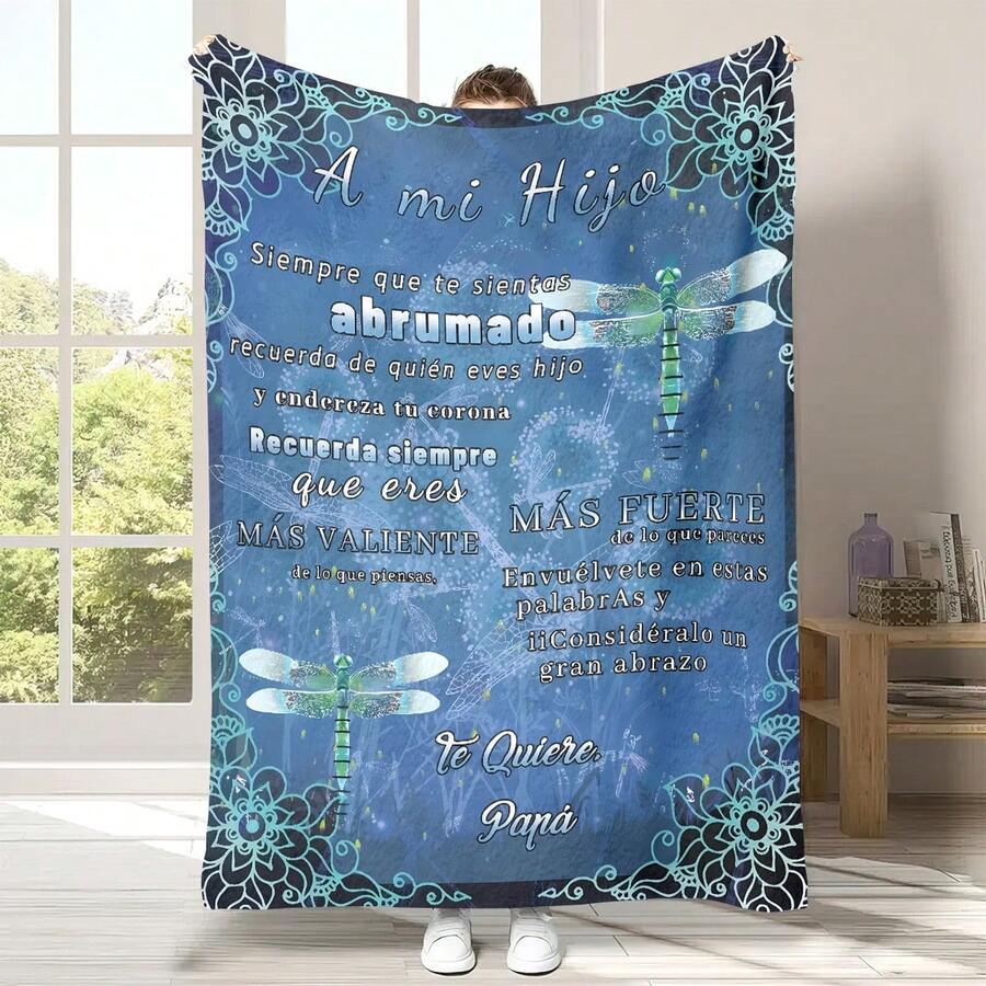 Tiếng  Tây Ban Nha Phong bì Chăn , In Ném cái mền , Flan mềm Thân thiện Chăn , Nhẹ 	
Fuzzy In Chăn Đối với Đi văng Sofa Giường Văn phòng Du lịch Cắm trại Cái ghế , Ném Kích thước Plush ấm áp Chăn Đối với Tất cả Mùa , Con trai Cô gái Người lớn Học sinh Qủa tặng - Màu xanh bụi bặm - Xem 1