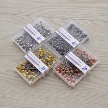 100pcs Colored Stainless Steel Garment Sewing Pins With Pearl Head, 3d Cutting, Handcraft Positioning, Secure Fastening, Packed In Box - Silver - View 5