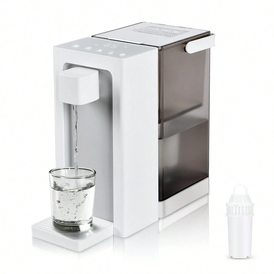 Instant Hot Water Filter Dispenser,3L Super Large Water Tank,Powerful Countertop Water Filter System,Instant Heating in 3 Seconds,Smart Touch Screen with,2 Filter Element,White - White - View 1