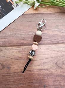 1件西式印花矽膠珠鍊手環鑰匙扣,可用作背包飾品、仙人掌造型鑰匙扣吊飾禮品 - 綠色 - 查看 8