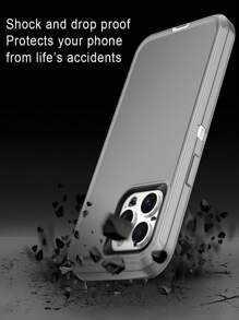 Shockproof/Dustproof/Drop-Resistant 3-Layer Full Body Protection Durable Phone Case, Made Of Pc+Tpu Material, Gray And White - Light Grey - View 5