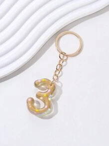 Cartoon Digit Design Acrylic Keychain Charm For Bag - Yellow - View 5
