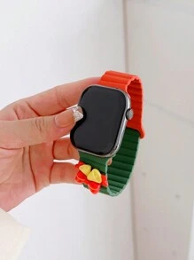 1入組可愛的聖誕裝飾磁性手環,適用於所有蘋果手錶款式,男女皆可的易於佩戴的時尚配件,適用於任何季節 - 紅綠色 - 查看 1