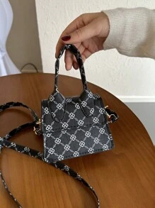 復古且時尚的迷你斜背肩袋,適合休閒穿搭 - 黑色 - 查看 1