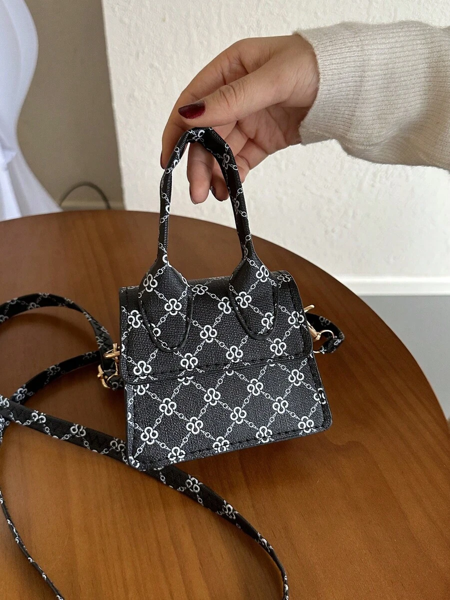 復古且時尚的迷你斜背肩袋,適合休閒穿搭 - 黑色 - 查看 1