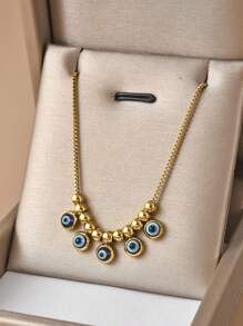 1只女士不鏽鋼眼形吊墜項鍊,節日配飾