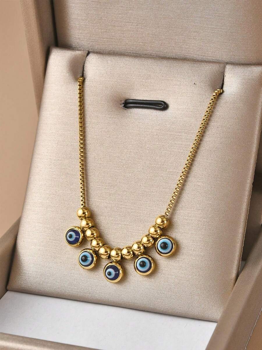 1只女士不鏽鋼眼形吊墜項鍊,節日配飾