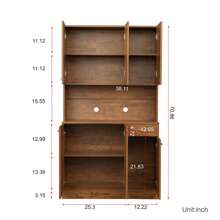 QQD 71" Pantry Cabinets With Hutch Tall Kitchen Pantry Storage Cabinet Sideboard Buffet Cabinet With 6 Doors, Large Countertop, Adjustable Shelf, Kitchen Dining Room Sideboard
