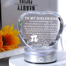 Gifts For Girlfriend Birthday Gifts For Girlfirend Romantic Crystal Gift For Girlfriend Heart Keepsakes With Colorful Led Base Girlfriend Gift Valentine'S Day Christmas Birthday Engagement - 白色 - 查看 4