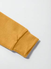 Blibean Cô gái Giải trí Khối màu Tay áo dài Vòng cổ Áo thun , Thanh thiếu niên - Màu vàng - Xem 7