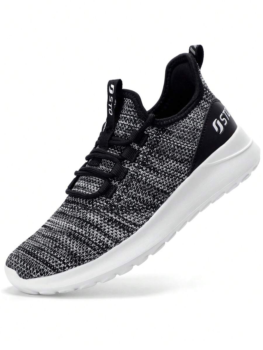 STQ Tennis Shoes Womens Slip On Walking Sneakers With Arch Support - 黑,白 - 查看 1