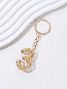 Cartoon Digit Design Acrylic Keychain Charm For Bag - Yellow - View 9
