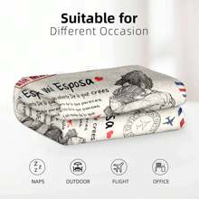 西班牙風格信封毛毯,印花沙發毯,柔軟絨面舒適毯子,輕巧模糊印花毯,適用於沙發床辦公室旅行露營椅,全季節投掷型暖和厚實毯,男女生成年人學生禮品贈送 - 彩色 - 查看 6