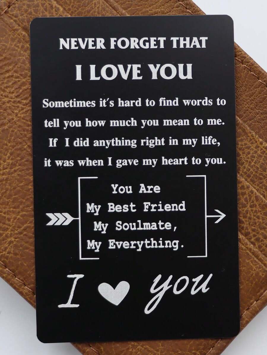 1 件钱包纪念卡、情侣礼物、男朋友礼物、女朋友礼物、丈夫礼物、妻子礼物、生日礼物、周年纪念礼物、情侣圣诞礼物、激光雕刻卡 - 黑色 - 查看 1