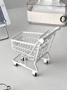 1 Miếng Creative Trắng Sắt Nghệ thuật Ký túc xá sinh viên Bàn làm việc Viên con nhộng Cà phê Văn phòng Bàn Giỏ lưu trữ Mini Mua sắm Rổ Mini Giỏ hàng - trắng - Xem 2