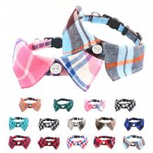 2pcs/Set Lovely Checkered Cat Collar With Bowknots And Bells, Adjustable And Safety - Mint Green - View 3