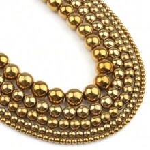 2-12mm圓形赤鐵礦珠子,黑色金色銀色間隔珠,可用於diy珠寶製作手工用品 - 彩色 - 查看 2