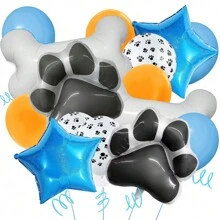 15 Piezas Set De Globos Temáticos De Perros Para Fiestas - Azul - Ver 1